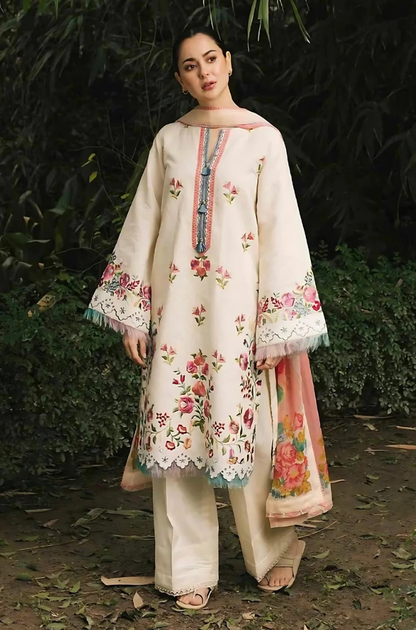 Zara Shahjahan - 3PC Lawn Embroidered Suit - BFB0142