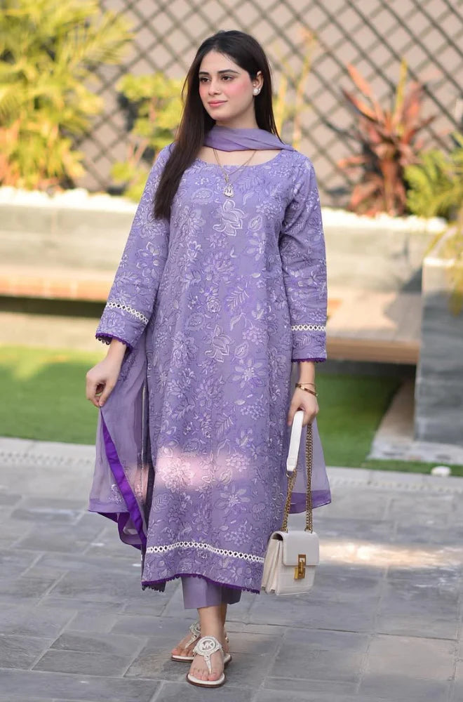 Breeze- 3PC Lawn Embroidered Suit - FFU0291