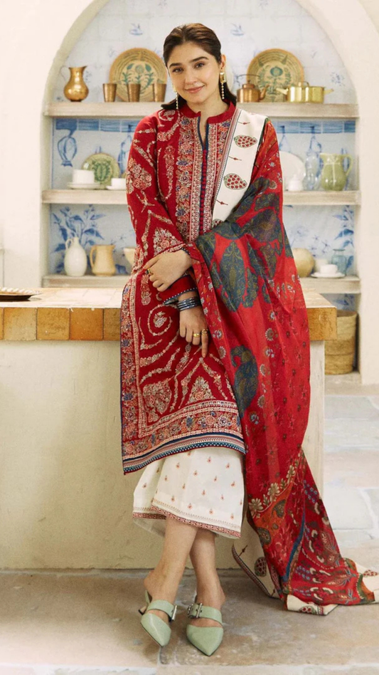 Zara ShahJahan Unstitched 3 piece lawn embroidered suit D539