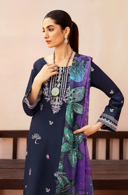 AFSANAH - 3PC Lawn Embroidered Suit - BFB0225