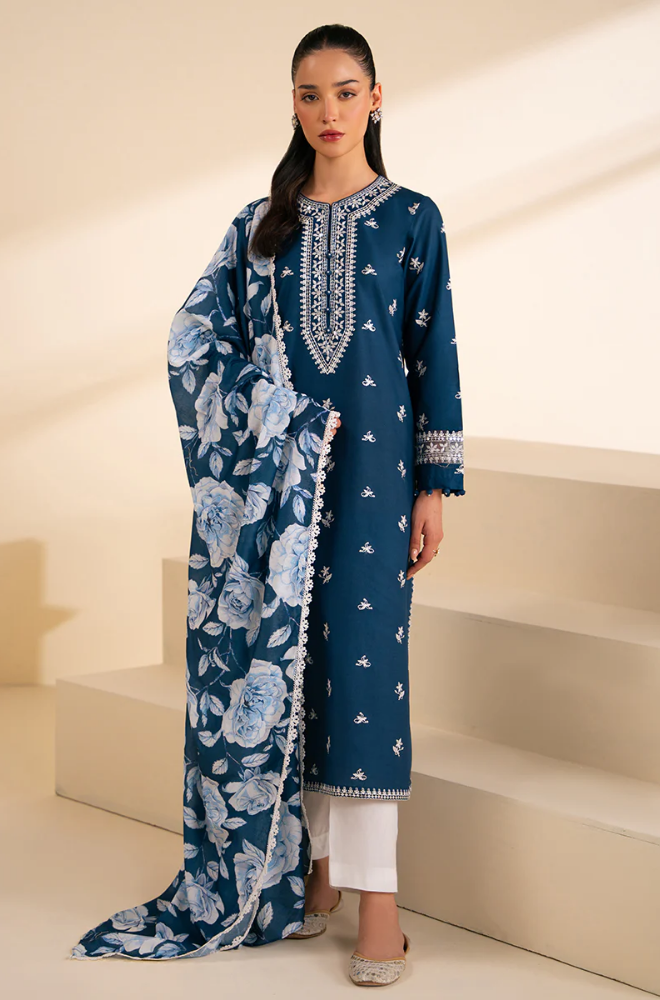 Jazmin - 3PC Lawn Embroidered Suit - FFU0207 - Farakh Fabrics