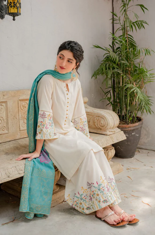 Kastoor - 3PC Lawn Embroidered Suit - BFB0089